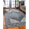 thumbnail image 1 of Unique Loom Kumla Aurora Rug Gray/Blue 2' x 3' 1" Rectangle Border Traditional Perfect For Living Room Bed Room Dining Room Office, 1 of 7