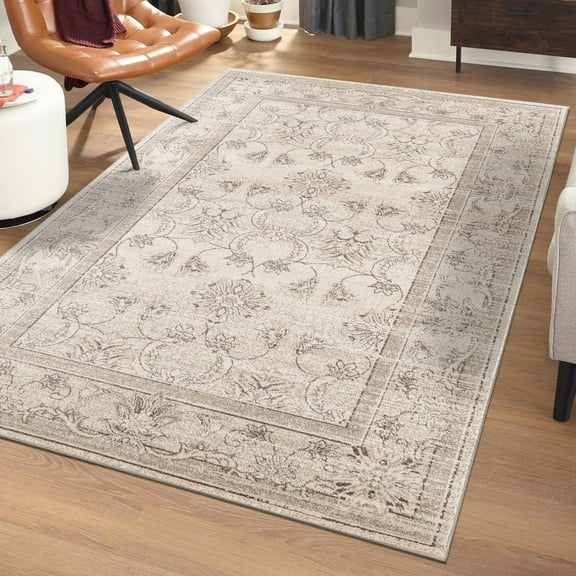 Unique Loom La Jolla Collection Area Rug - Botanica (3' 1" x 5' 3" Rectangle Ivory/Beige)