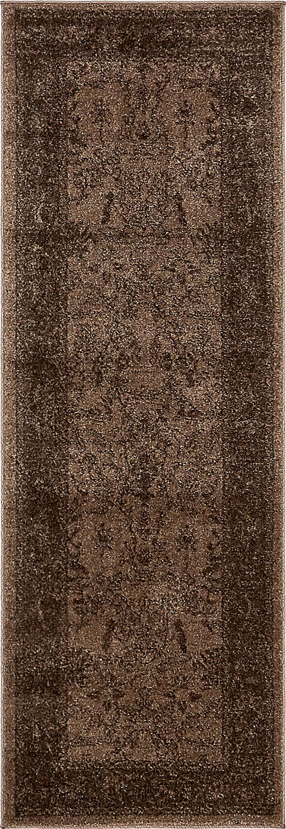 Classic Floral Brown Synthetic 6' Indoor Runner Rug