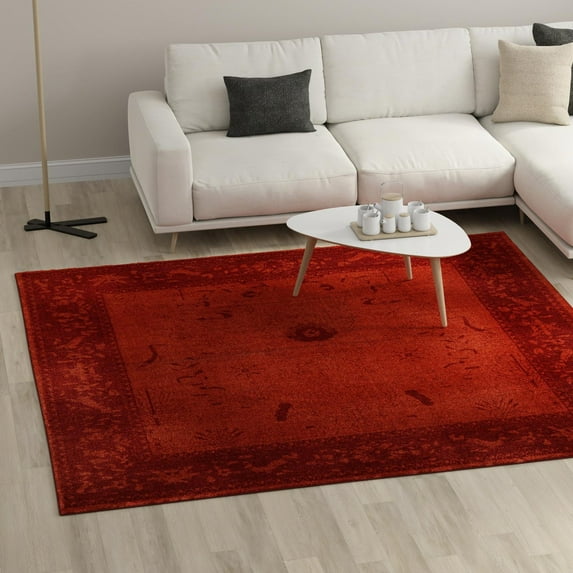 Unique Loom La Jolla Collection Area Rug - Floral (7' 10" Square Rust Red)