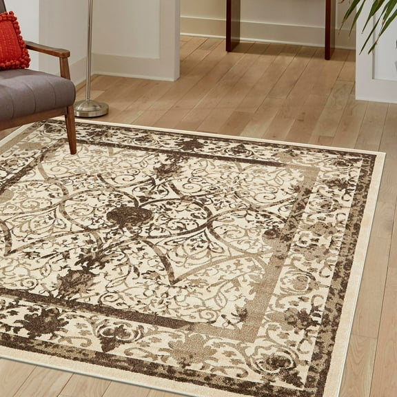Unique Loom La Jolla Collection Area Rug - Traditional (10' Square Beige/Brown)