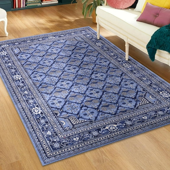 Unique Loom La Jolla Collection Area Rug - Trellis (6' 1" x 9' Rectangle Blue/Ivory)