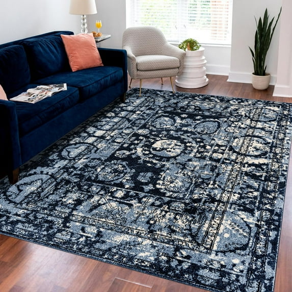 Unique Loom La Jolla Collection Area Rug - Vintage (5' 1" x 8' Rectangle Blue/Ivory)
