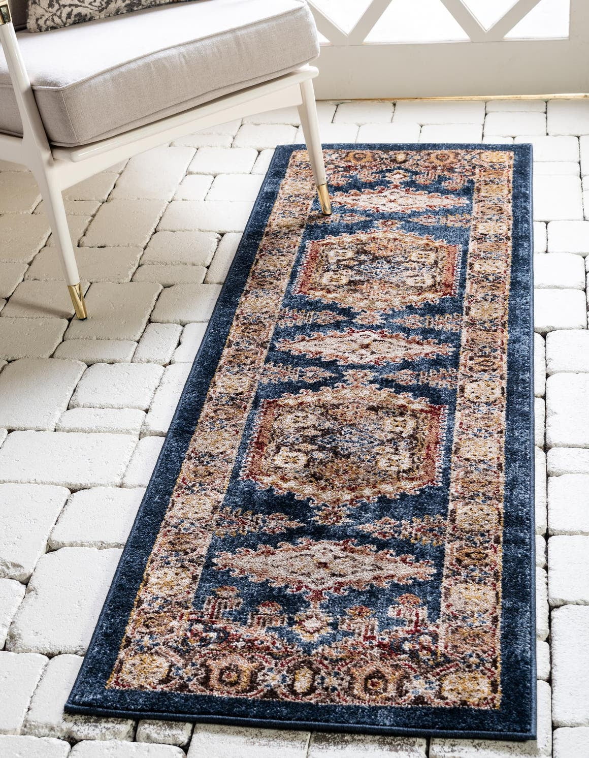 Unique Loom Larissa Utopia Rug Blue/Brown 2' 7" x 10' Runner Border
