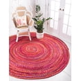 thumbnail image 1 of Unique Loom Layer Braided Chindi Rug Red/Purple 8' Round Braided Abstract Comfort Perfect For Dining Room Entryway Bed Room, 1 of 8