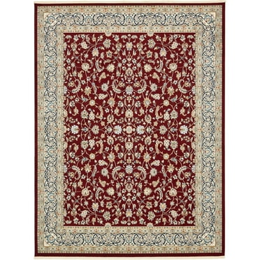 Unique Loom Leeds Narenj Rug Burgundy/Beige 10' x 13' 1" Rectangle Floral Traditional Perfect For Living Room Bed Room Dining Room Office