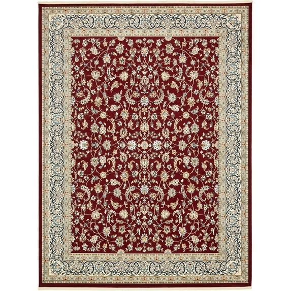 Unique Loom Leeds Narenj Rug Burgundy/Beige 10' x 13' 1" Rectangle Floral Traditional Perfect For Living Room Bed Room Dining Room Office