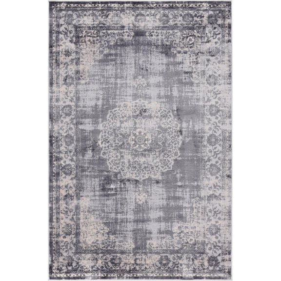 Unique Loom Leila Rug Gray/Ivory 5' 3" x 8' Rectangle Perfect For Living Room Bed Room Dining Room Office