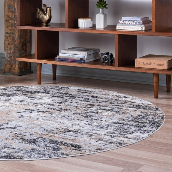 Unique Loom Leipzig Collection Area Rug - Bach (6' 1" Round Beige/Ivory)