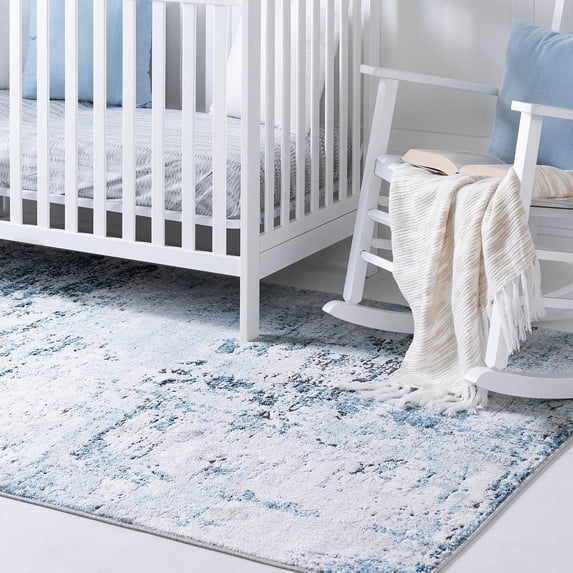 Unique Loom Leipzig Collection Area Rug - Bach (7' 1" x 10' Rectangle Blue/Ivory)