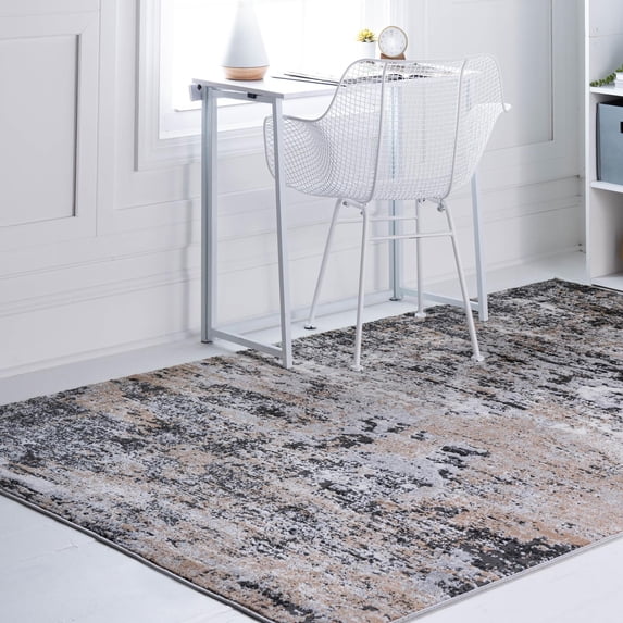 Unique Loom Leipzig Collection Area Rug - Bach (8' x 10' Rectangle Beige/Ivory)