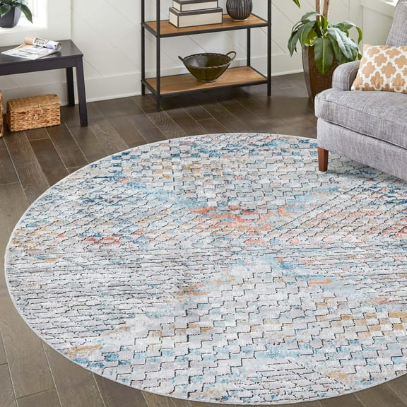 Unique Loom Leipzig Collection Area Rug - Grunderzeit (7' 1" Round Multi/Black)