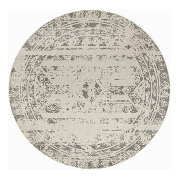 Unique Loom Lennon Collection Area Rug - Zal (10' Round Ivory and Gray)
