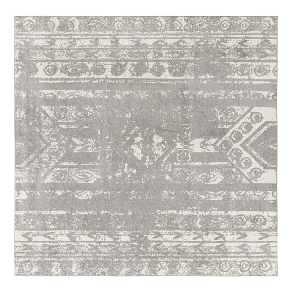 Unique Loom Lennon Collection Area Rug - Zal (10' Square Gray and Ivory)