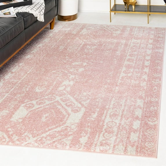 Unique Loom Lennon Collection Area Rug - Zal (10' x 13' 1" Rectangle Pink/Ivory)