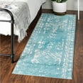 thumbnail image 1 of Unique Loom Lennon Collection Area Rug - Zal (3' 3" x 12' Runner Light Blue/Ivory), 1 of 7