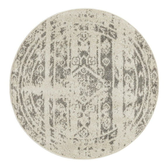 Unique Loom Lennon Collection Area Rug - Zal (3' 1" Round Ivory and Gray)