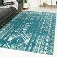 thumbnail image 1 of Unique Loom Lennon Collection Area Rug - Zal (6' 1" x 9' Rectangle Turquoise/Ivory), 1 of 7