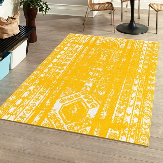 Unique Loom Lennon Collection Area Rug - Zal (9' x 12' Rectangle Yellow/Ivory)