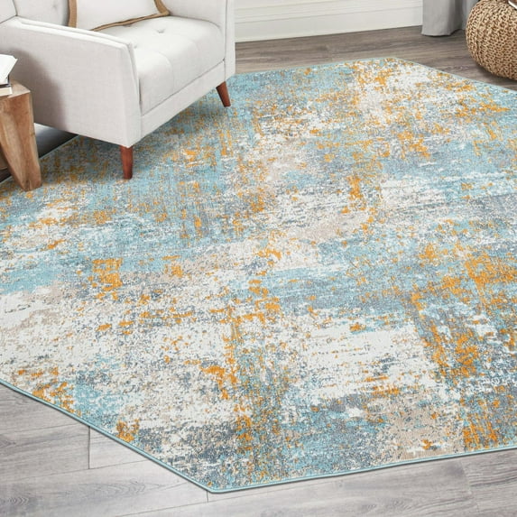 Unique Loom Paragon Collection Area Rug - Lincoln (8' 2" Octagon Cream Blue/Gray)