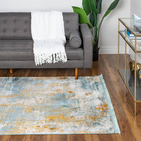 Unique Loom Paragon Collection Area Rug - Lincoln (9' x 12' Rectangle Cream Blue/Gray)