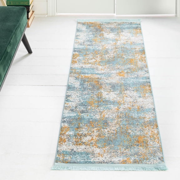 Unique Loom Paragon Collection Area Rug - Lincoln (2' 2" x 6' Runner Cream Blue/Gray)