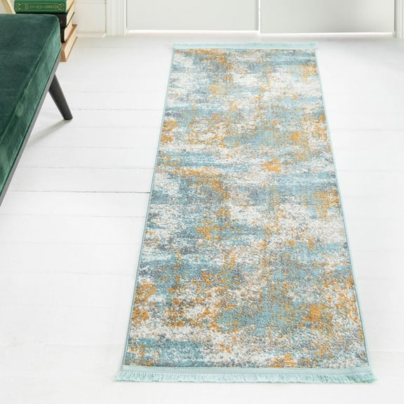 Unique Loom Paragon Collection Area Rug - Lincoln (2' 7" x 10' Runner Cream Blue/Gray)