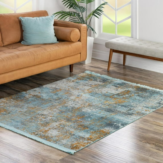 Unique Loom Paragon Collection Area Rug - Lincoln (5' 5" Square Cream Blue/Gray)