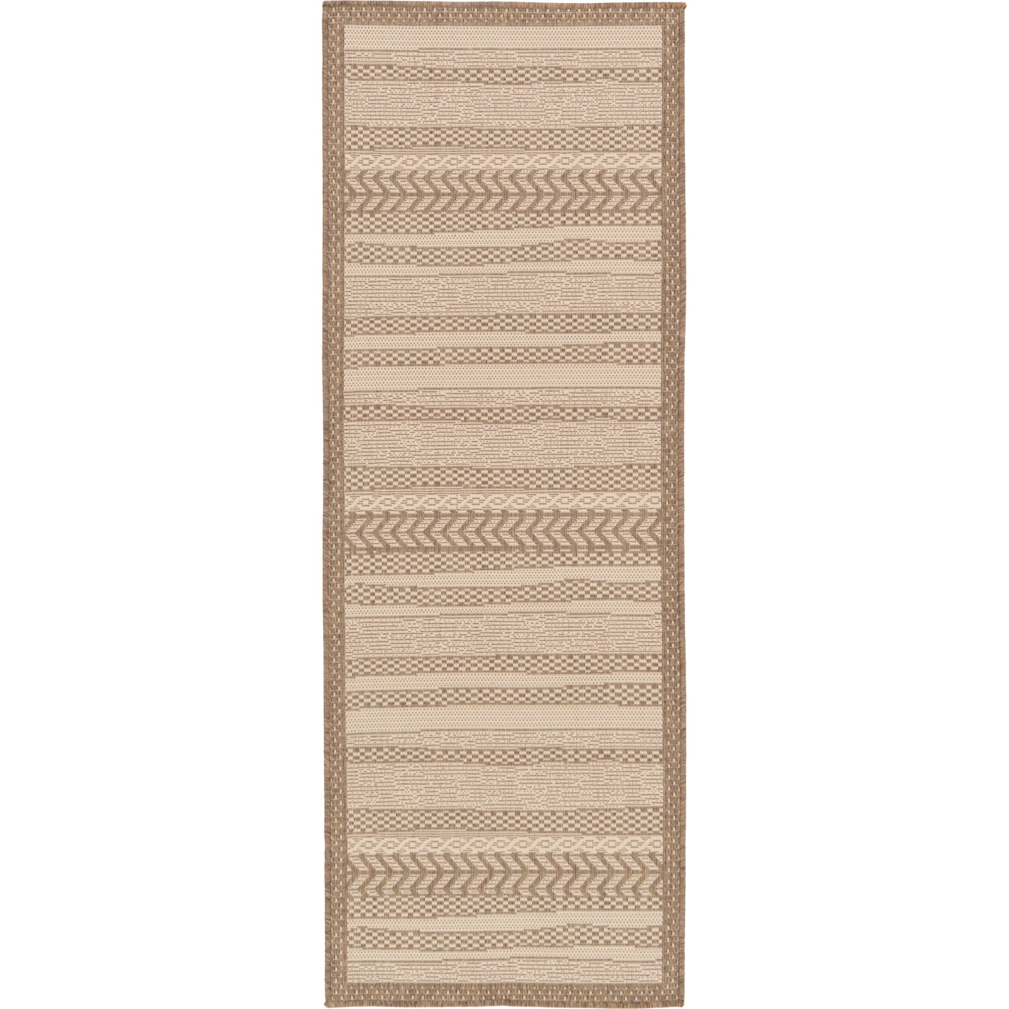 Unique Loom Lines Indoor/Outdoor Border Rug Beige/Brown 2' 2
