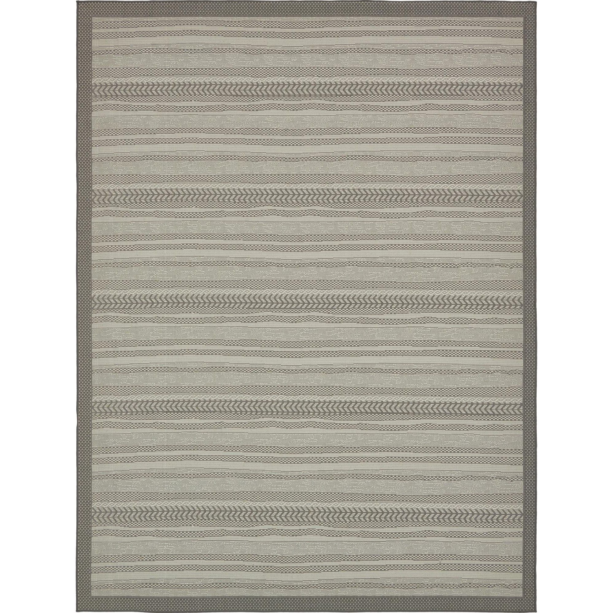 Gray Synthetic 9' x 12' Reversible Outdoor Area Rug