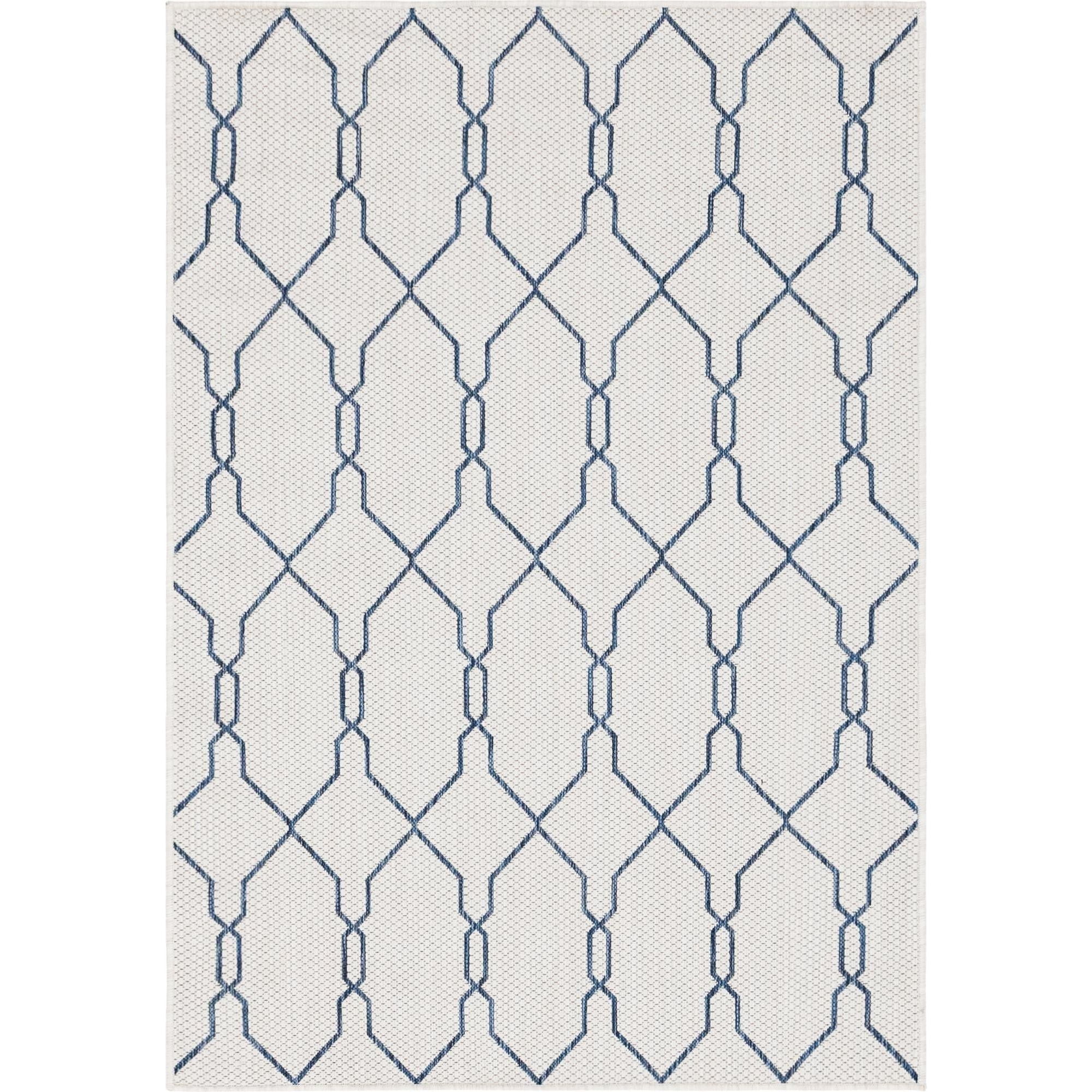 Ivory Trellis 4' x 6' Synthetic Easy-Care Outdoor Rug