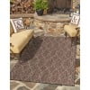 Tan Trellis Easy-Care Synthetic Outdoor Rug, 4' x 6'