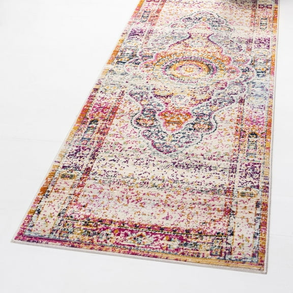 Unique Loom Budapest Collection Area Rug - Liszt (2' x 5' 9" Runner Red/Blue)