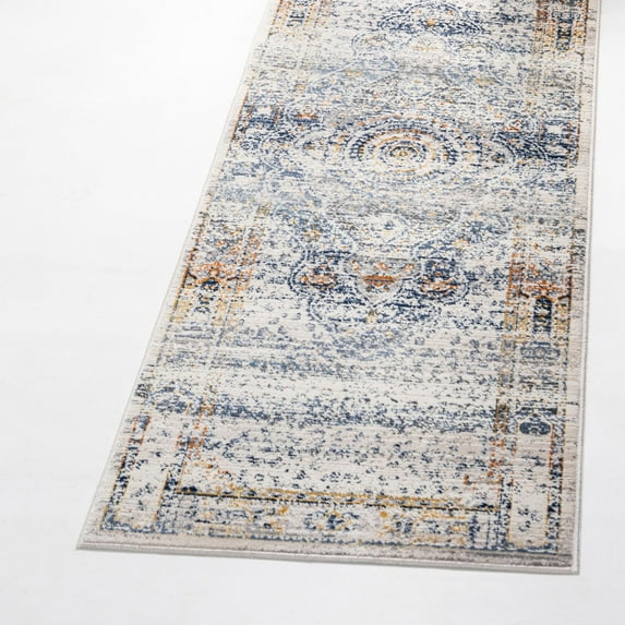 Unique Loom Budapest Collection Area Rug - Liszt (2' 7" x 9' 10" Runner Gray/Blue)