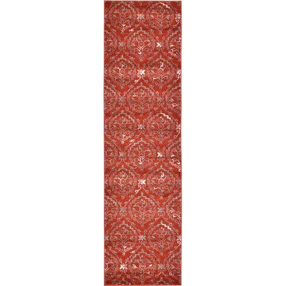 Unique Loom Lively Damask Contemporary Area Rug or Runner