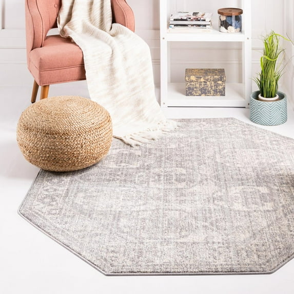 Unique Loom Lola Collection Area Rug - Bold (5' Octagon Gray/Cream)