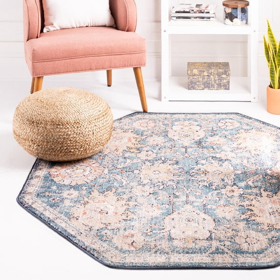 Unique Loom Lola Collection Area Rug - Classic (5' Octagon Blue/Beige)
