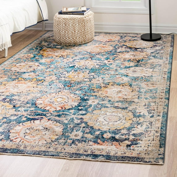 Unique Loom Lola Collection Area Rug - Classic (7' 10" x 10' 2" Rectangle Blue/Beige)