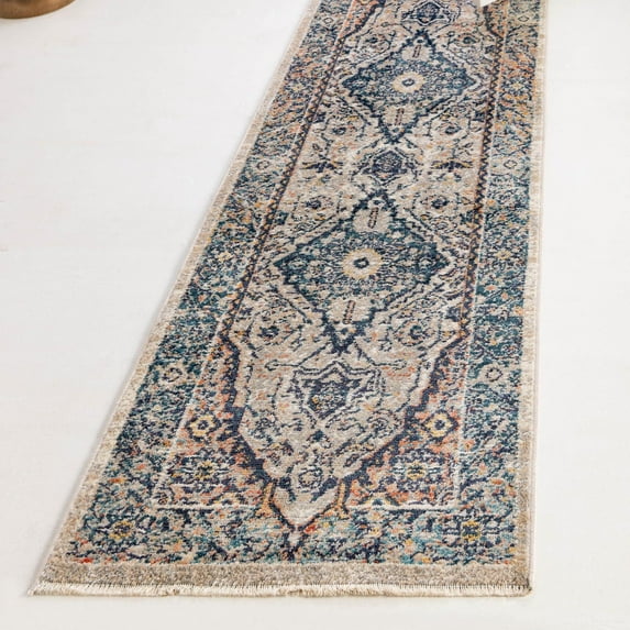 Unique Loom Lola Collection Area Rug - Traditional (2' 7" x 10' 2" Runner Blue/Gray)