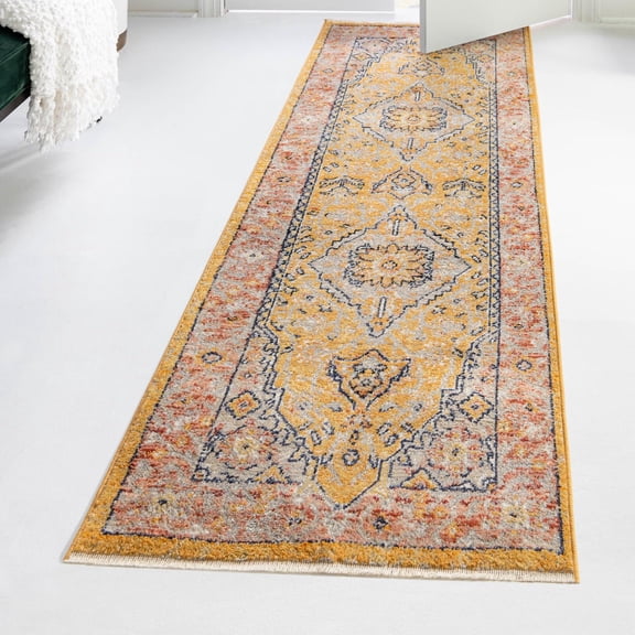 Unique Loom Lola Collection Area Rug - Traditional (2' 7" x 10' 2" Runner Yellow/Yellow)