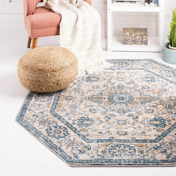 Unique Loom Lola Collection Area Rug - Traditional (5' Octagon Light Gray/Cream)