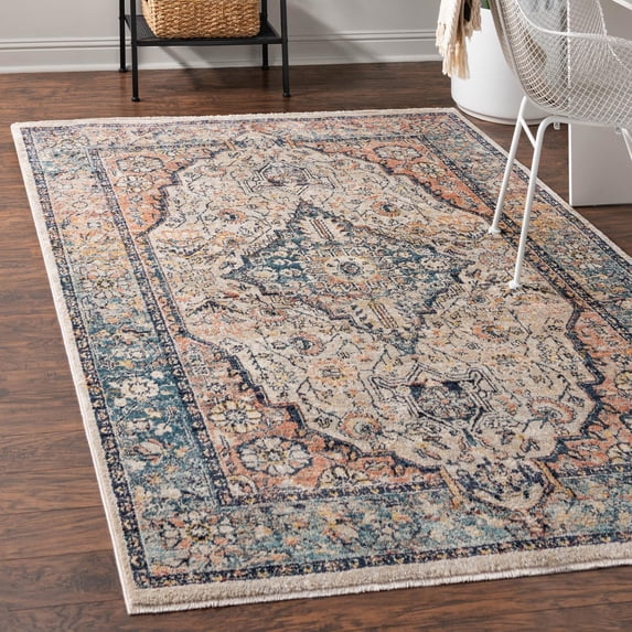 Unique Loom Lola Collection Area Rug - Traditional (7' 10" x 10' 2" Rectangle Blue/Gray)