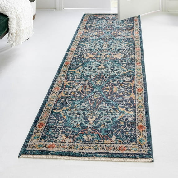 Unique Loom Lola Collection Area Rug - Vivacious (2' 7" x 10' 2" Runner Navy Blue/Gray)