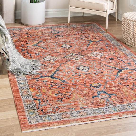 Unique Loom Lola Collection Area Rug - Vivacious (7' 10" x 10' 2" Rectangle Brick Red/Gray)