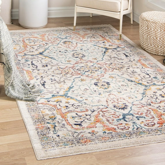 Unique Loom Lola Collection Area Rug - Vivacious (7' 10" x 10' 2" Rectangle Ivory/Gray)