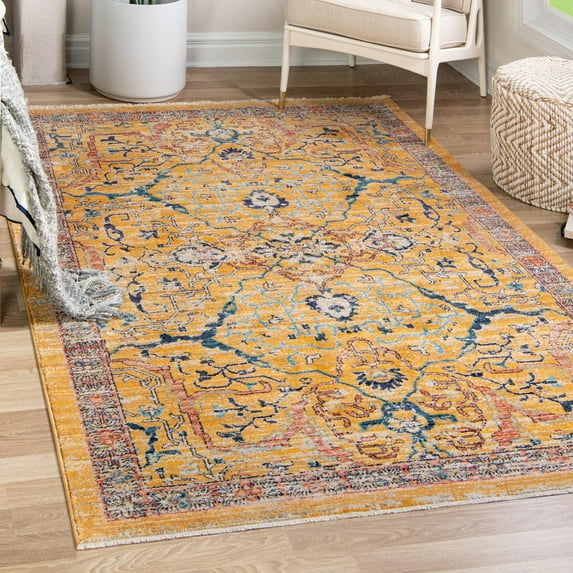 Unique Loom Lola Collection Area Rug - Vivacious (7' 10" x 10' 2" Rectangle Yellow/Gray)