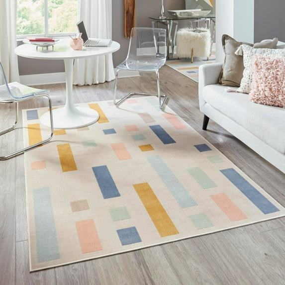 Unique Loom Lotus Collection Area Rug - Cherry (9' x 12' Rectangle Multi/Light Blue)