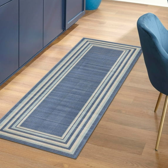 Unique Loom Lotus Collection Area Rug - Guyana (2' x 10' Runner Blue/Light Blue)