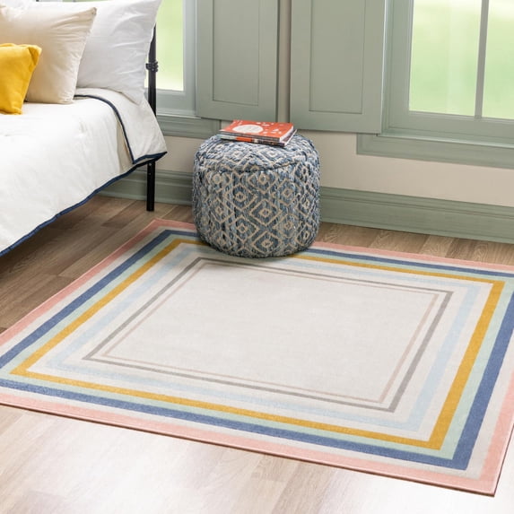 Unique Loom Lotus Collection Area Rug - Guyana (5' Square Multi/Blue)