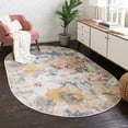 thumbnail image 1 of Unique Loom Lotus Collection Area Rug - Nymphaea (5' x 8' Oval Multi/Black), 1 of 7
